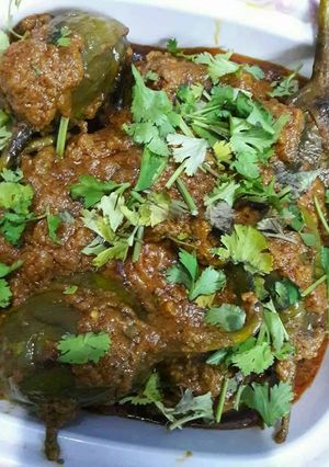 A picture of Masala stuffed brinjal.