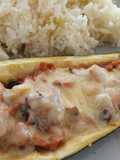 Zapallito Italiano relleno con Pollo al chipotle y champiñón
