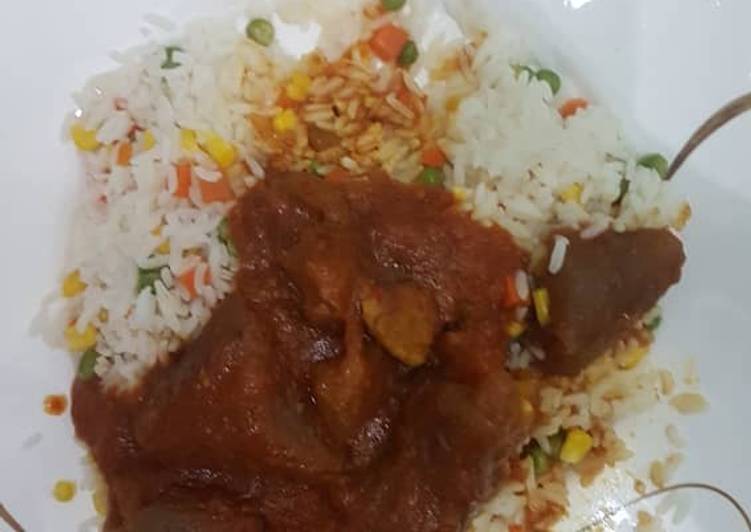 Step-by-Step Guide to Make Award-winning Stew and boiled rice with mixed vegetables