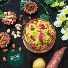 A picture of Sweet Potato And Potato Halwa.