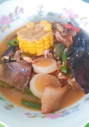 Foto resep Lodeh sayur campur kulit ikan pari panggang no santan