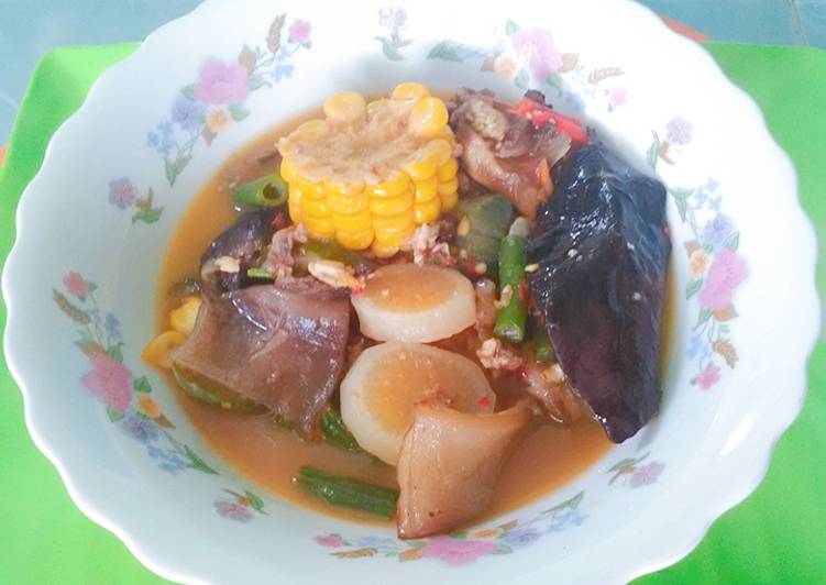 Langkah Mudah untuk memasak Lodeh sayur campur kulit ikan pari panggang no santan, Bikin Ngiler