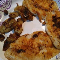 A picture of Skye's Talapia with fried Bananas.
