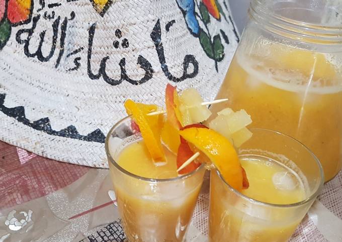 Pineapple, orange and nectarines refreshment