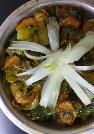 कांद्याची पात आणि सुकट (kandyachi pat sukat recipe in marathi) रेसिपी चे मुख्य फोटो