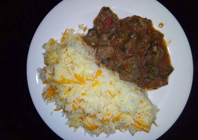 Wet fried Beef with Carrot Rice