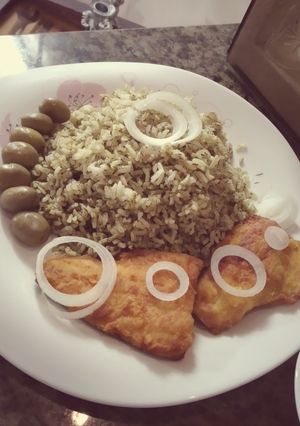 عکسی از دستور 🐠 شوید پلو با ماهی قزل آلا 🐠