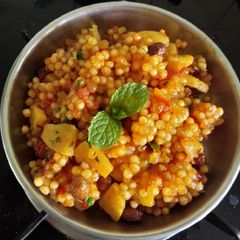 A picture of Sabudana khichdi for breakfast.