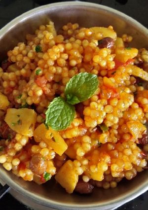 A picture of Sabudana khichdi for breakfast.