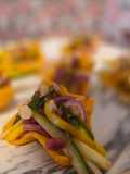 Rainbow mango relish with crispy chips