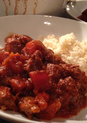 A picture of Spiced Lamb with Cauliflower Rice.