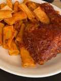 Frango estufado com massa