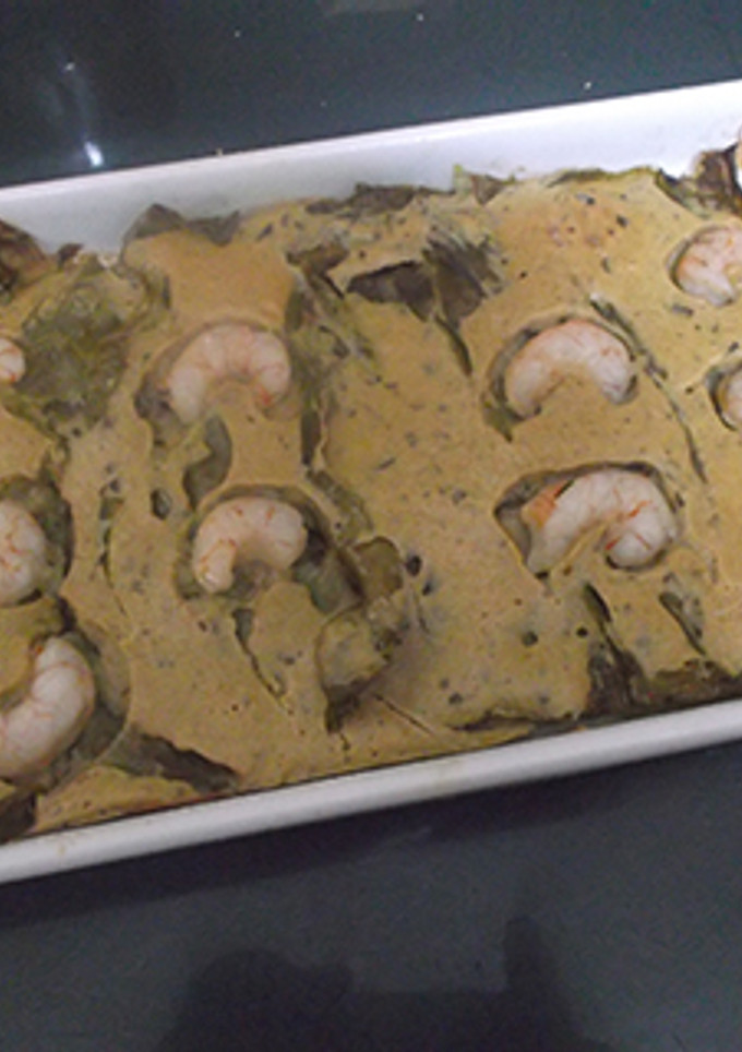 Una foto de Pimientos con gambas