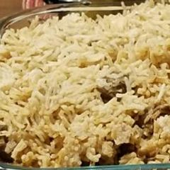 A picture of Fried rice with beef.