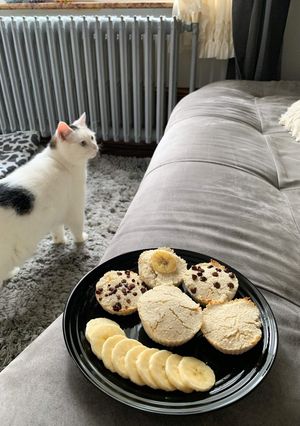Une photo de Muffins vegan fourrés à la banane