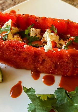 A picture of Watermelon ‘Tacos’.