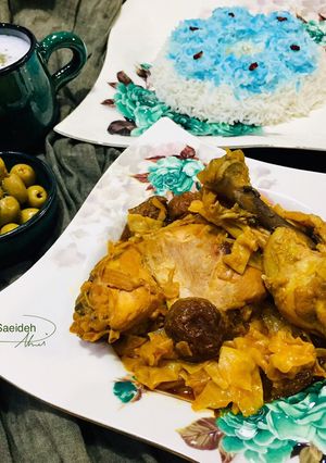 عکسی از دستور خورشت مرغ با کلم سفید