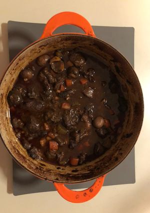 A picture of Venison and chestnut casserole.