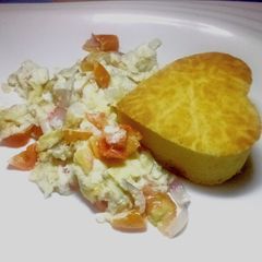 Scrambled egg sauce and pancake of love A picture of Scrambled egg sauce and pancake of love.