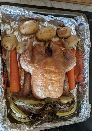 A picture of One Pot Roast Chicken Dinner.
