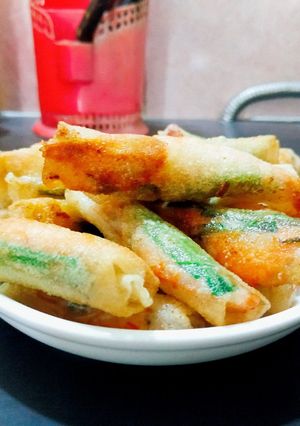 Hình của món Cuộn tôm hành lá.
