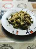 Risotto de setas con lomo de dos colores