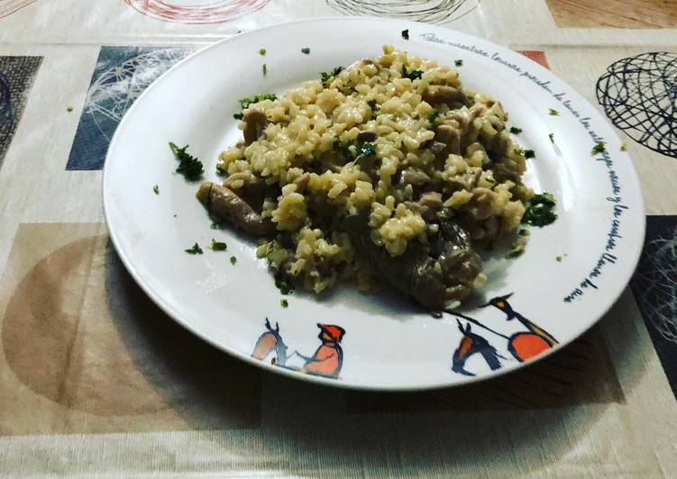 Risotto de setas con lomo de dos colores