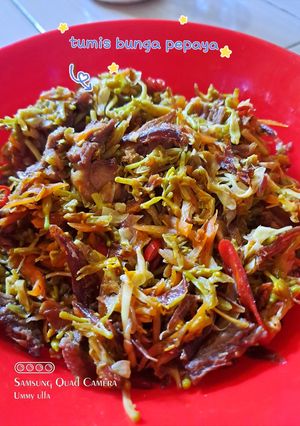 Foto resep Tumis bunga pepaya,daging dan teri ngk pahit