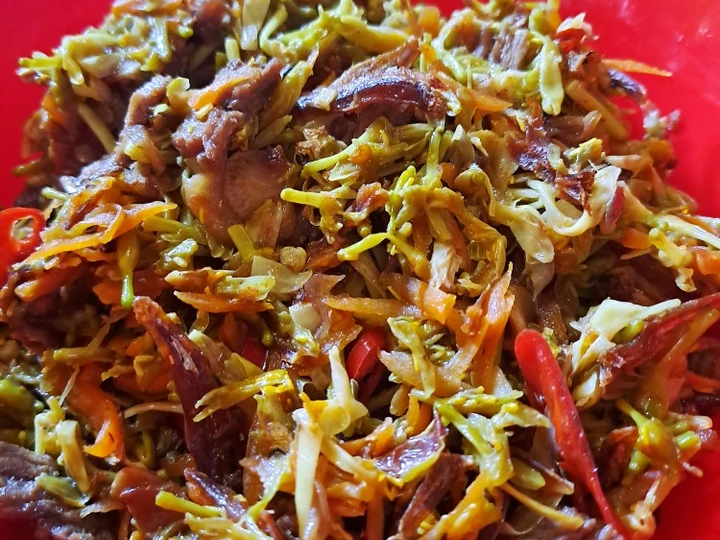 Cara Gampang Membuat Resep Tumis bunga pepaya,daging dan teri ngk pahit yang Bisa Manjain Lidah Anti Ribet, Bikin Ngiler