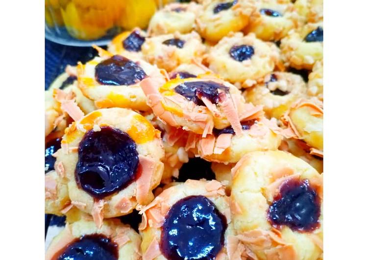 Tutorial membuat Cheese Thumbprint Cookies Blueberry enak