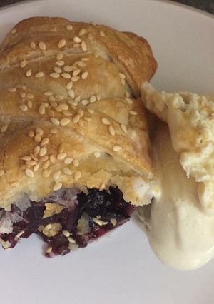 A picture of #berrybonanzaMixed berries Strudel.