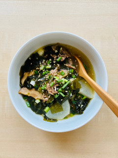 A picture of Korean Style Beef and Radish Seaweed Soup.