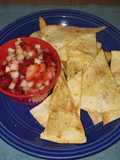 Fruit salsa with cinnamon sugar chips