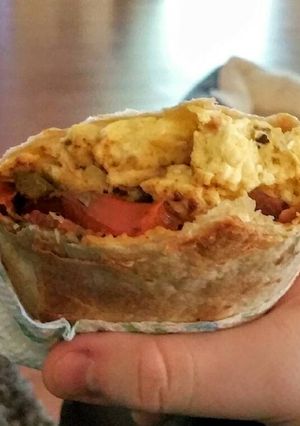 A picture of Damn good Breakfast Burrito.