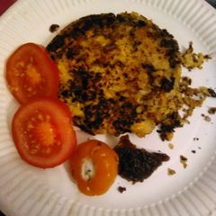 Vegan chickpea burger A picture of Vegan chickpea burger.