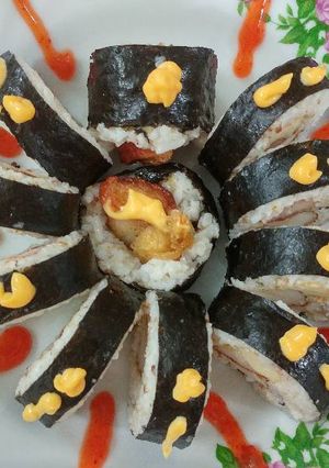Foto resep Healthy Spider Flaxseed Sushi Roll (Nasi Gulung Laba Laba)