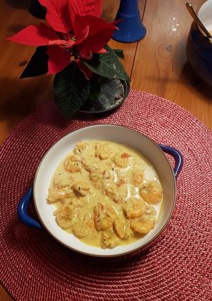 Una foto de Camarones en Crema de Leche y Curry