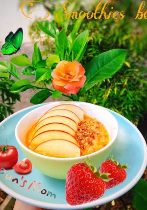 Hình của món Smoothies bowl(chuối-dâu-táo-đu đủ).