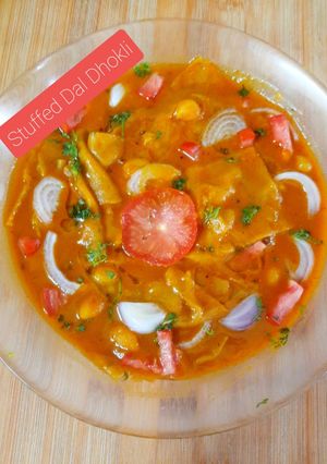A picture of Stuffed Dal Dhokli.