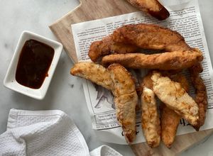 Una foto de Dedos de pollo sin gluten con harina de arroz integral