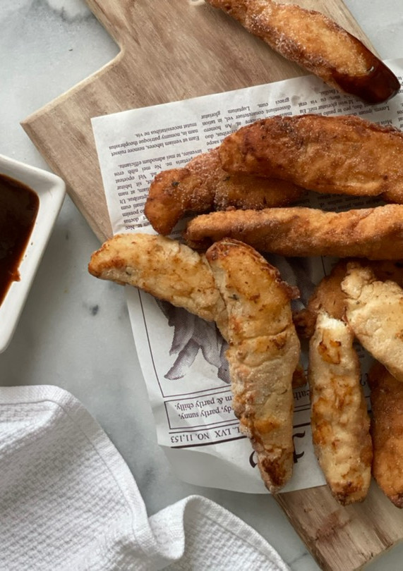 Una foto de Dedos de pollo sin gluten con harina de arroz integral
