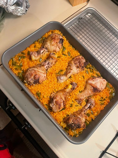 A picture of Spanish Rice & Chicken.