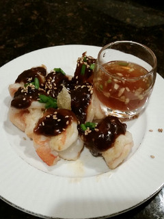 A picture of Brad's prawns in black bean and lemongrass sauce.