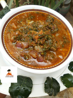 A picture of Taushe Soup (Pumpkin soup).