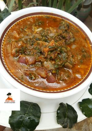 A picture of Taushe Soup (Pumpkin soup).