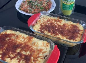 Una foto de Molde de papas con carne mechada
