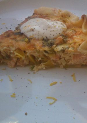 A picture of Salmon quiche.
