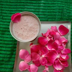 A picture of Rose Thandai Lassi.