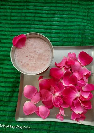 A picture of Rose Thandai Lassi.