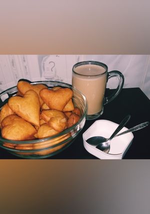 A picture of Heart Shaped mandazi #charityrecipe.